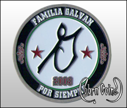 Antique Silver Familia Galvan coin. Por Siempre. 2009. Galvan Family coin. Created by Cobra Coins. Created by CobraCoins.com